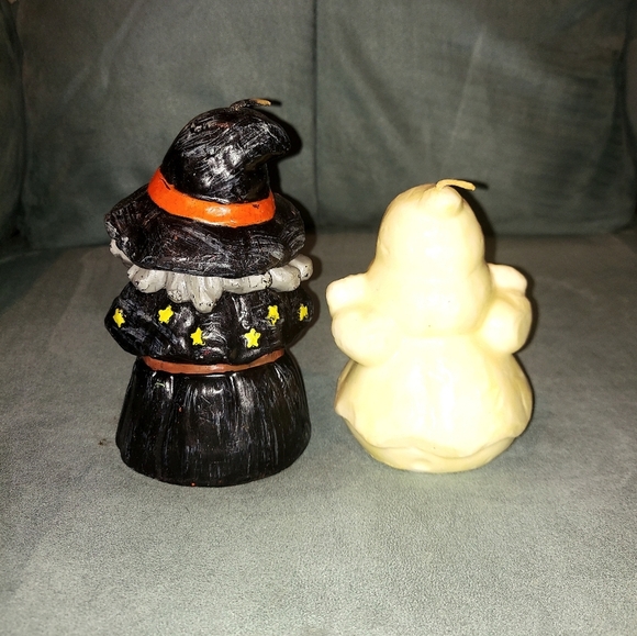 4 NEW HALLOWEEN WAX CANDLES HAND-CRAFTED & PAINTED GHOST WITCH PUMPKIN BLACK CAT - Picture 5 of 9